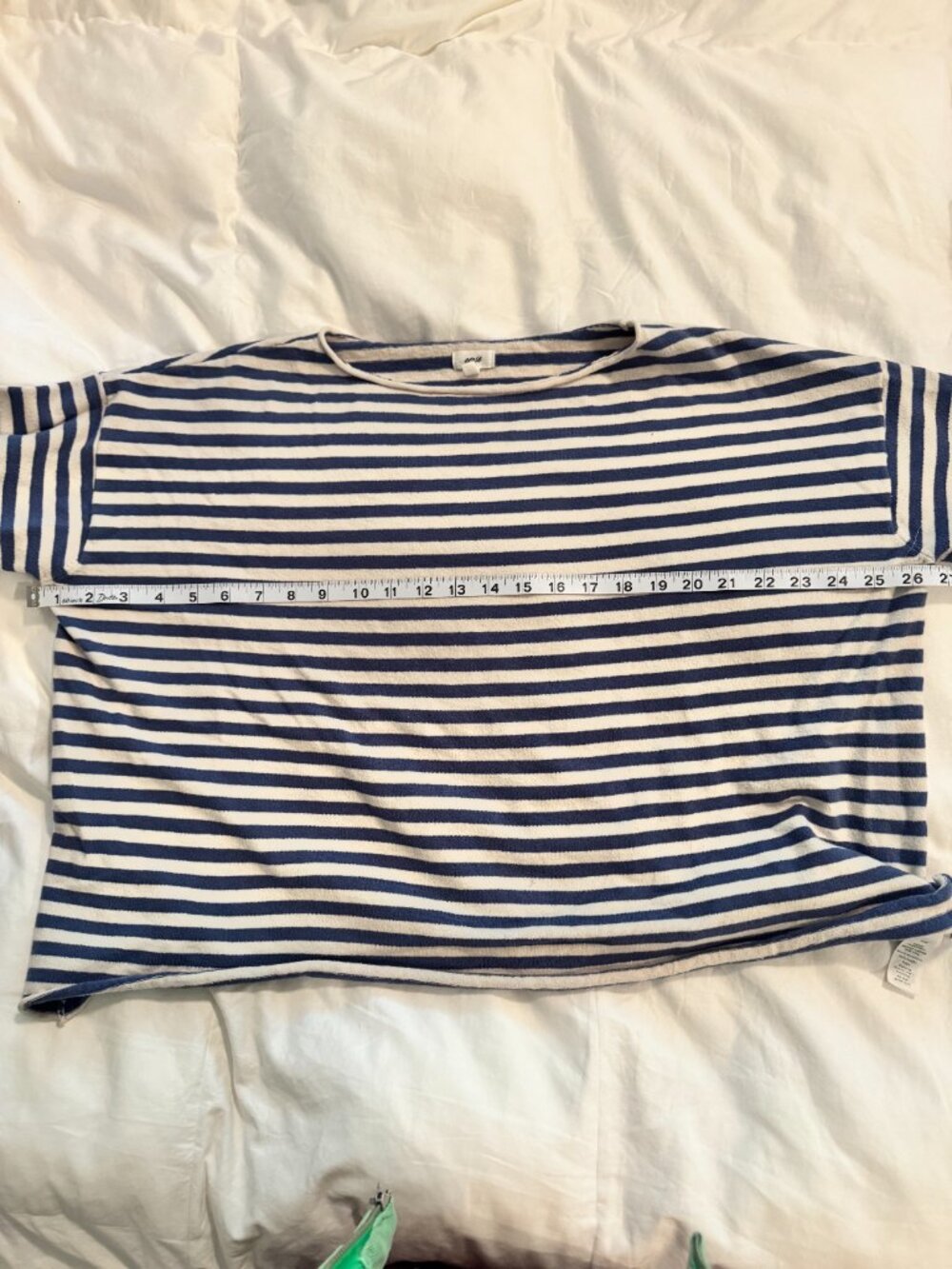 Aerie Blue Cream Striped Oversized Boat Neck Sweater Top M - Picture 4 of 13